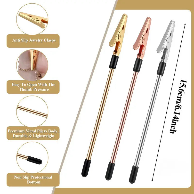 Metal Bracelet Helper Tool Hook 3 Colors Pretty Bracelet Helper Easy Jewelry Wearing Tool Aid Assistance for Bracelet Necklace