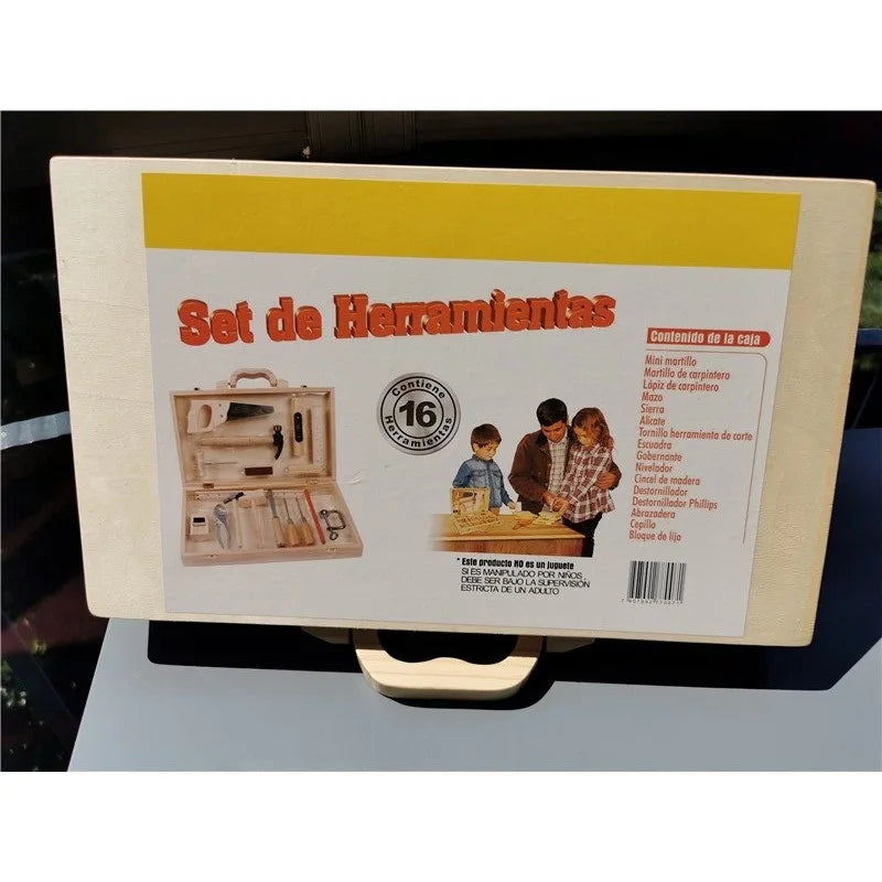 Children Real Life Wooden Carpenter's Box Tools