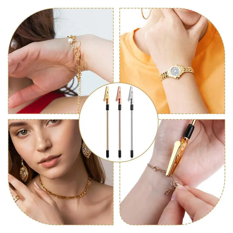 Metal Bracelet Helper Tool Hook 3 Colors Pretty Bracelet Helper Easy Jewelry Wearing Tool Aid Assistance for Bracelet Necklace