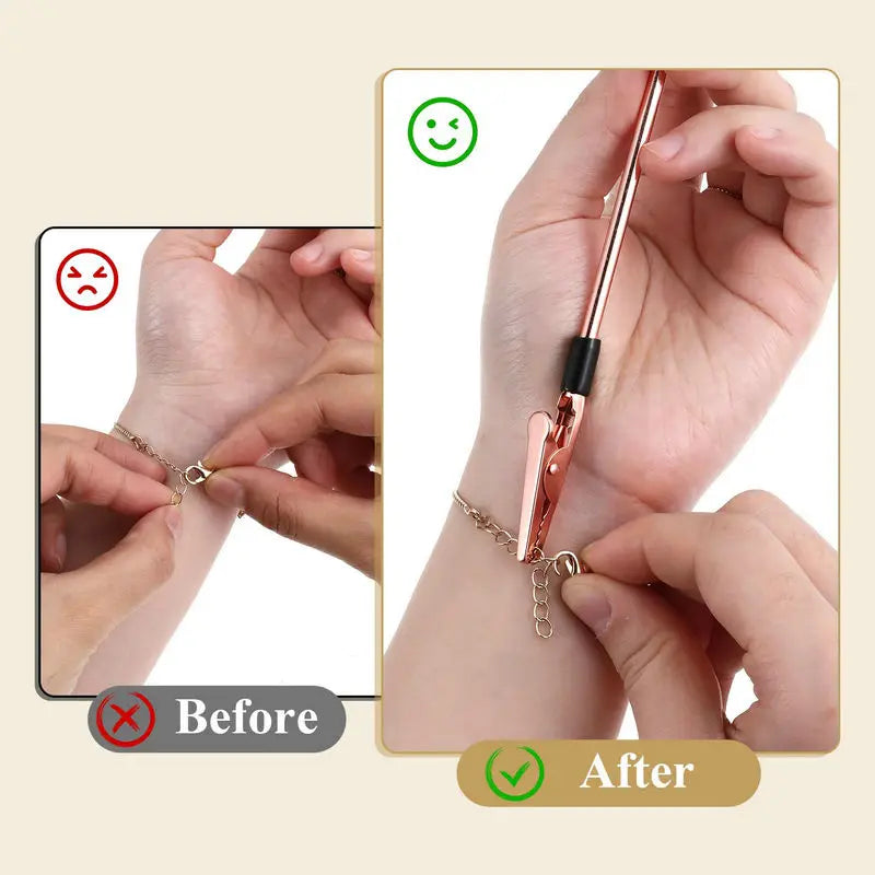 Metal Bracelet Helper Tool Hook 3 Colors Pretty Bracelet Helper Easy Jewelry Wearing Tool Aid Assistance for Bracelet Necklace