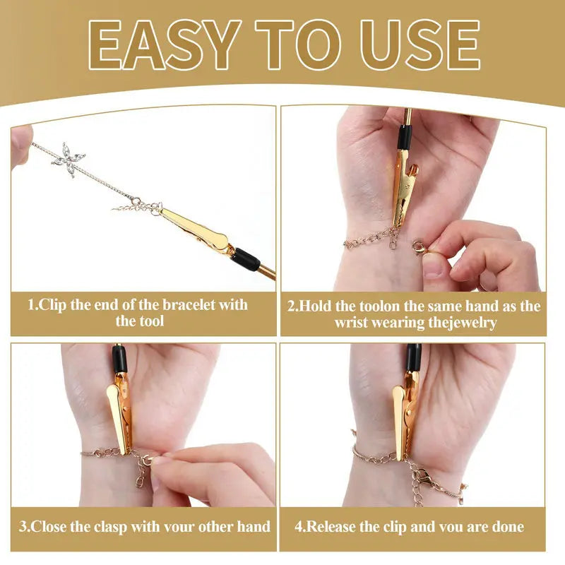 Metal Bracelet Helper Tool Hook 3 Colors Pretty Bracelet Helper Easy Jewelry Wearing Tool Aid Assistance for Bracelet Necklace