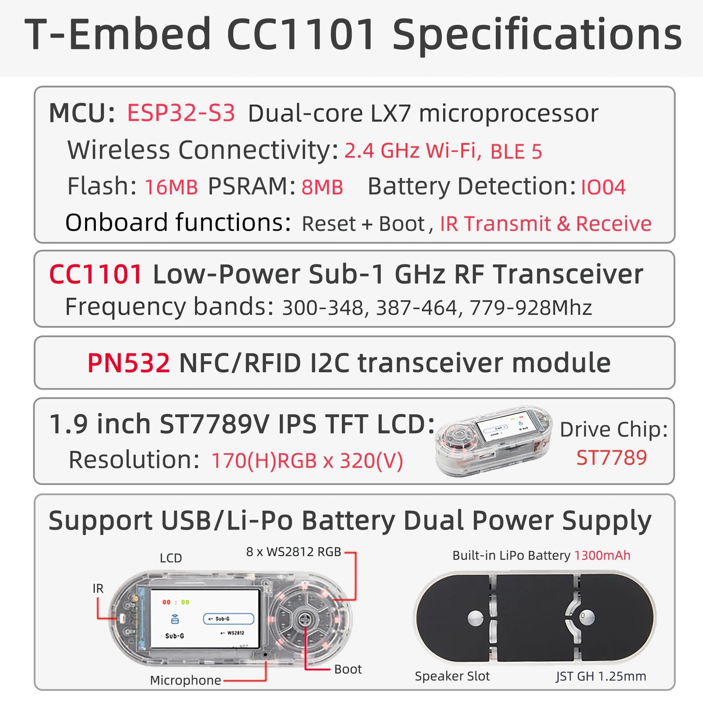 Low-Power LCD Transceiver Board with Built in Battery